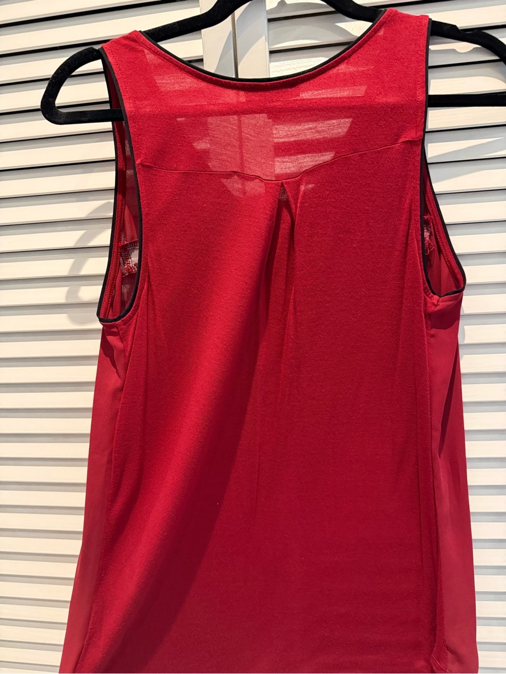 Express Red/Burgundy Sleeveless Zip-Front Tank with Black Trim - Picture 3 of 4